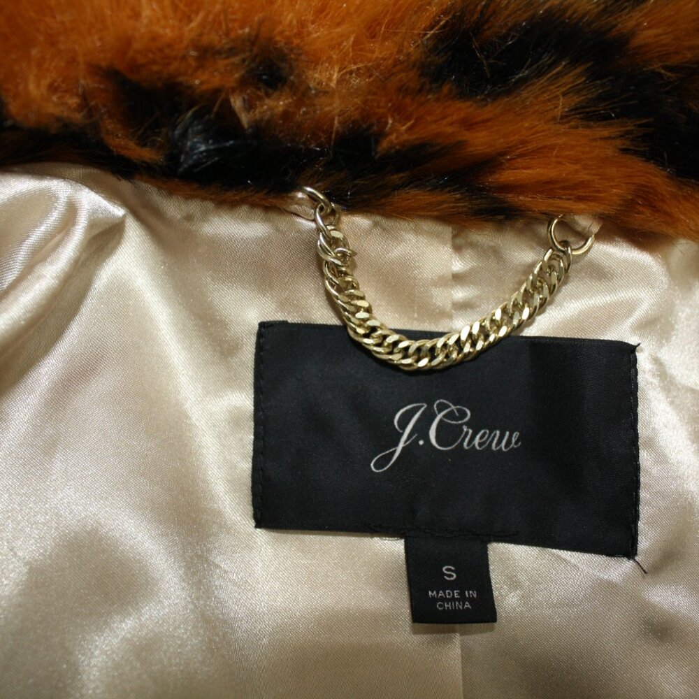 J. Crew Faux Fur Tiger Jacket Orange Black Size Small - Picture 5 of 7